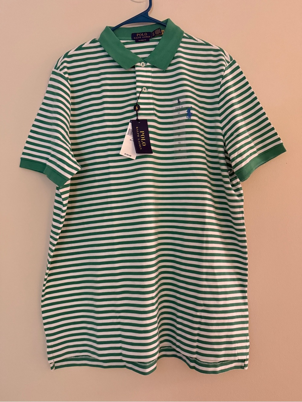 Polo by Ralph Lauren Green & White Striped Classic Polo men size XL